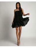 Summer dress with ruffles, black, AZR5062